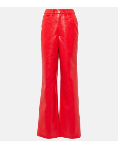 ROTATE BIRGER CHRISTENSEN Croc-effect Faux Leather Straight Trousers - Red