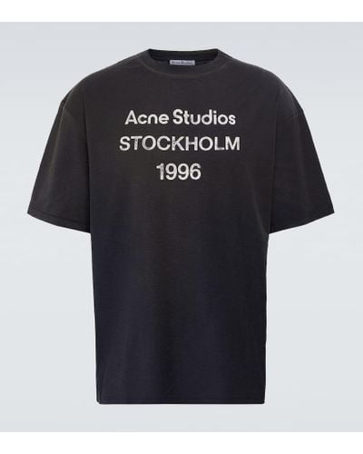 Acne Studios Camiseta en mezcla de algodon con logo - Negro