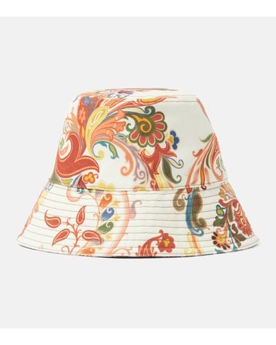Etro Paisley Cotton Bucket Hat - White
