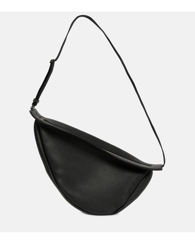 The Row Grand Sac Slouchy En Cuir Grainé Banana - Noir