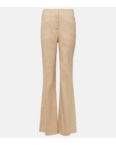 Veronica Beard Komi Linen-blend Twill Flared Pants - Natural