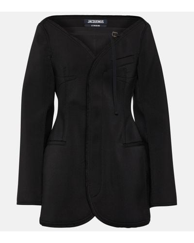 Jacquemus La Robe Peplo Wool-blend Minidress - Black