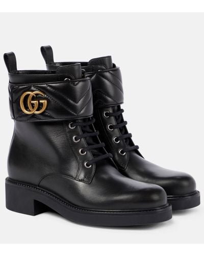 Gucci Double G Leather Bootie - Black