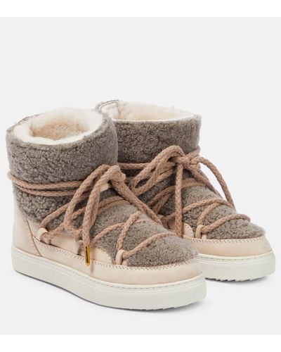 Inuikii Trainer Classic Shearling And Leather Ankle Boots - Natural