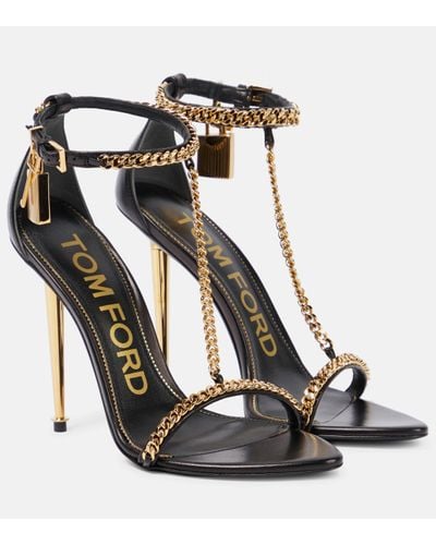 Tom Ford Naked 105 Leather Chain Point-toe Ankle-strap Sandals - Black