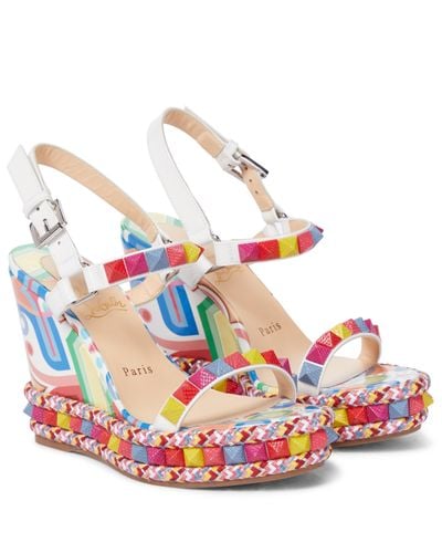 Christian Louboutin Pyraclou 110 Embellished Wedge Sandals - Multicolor