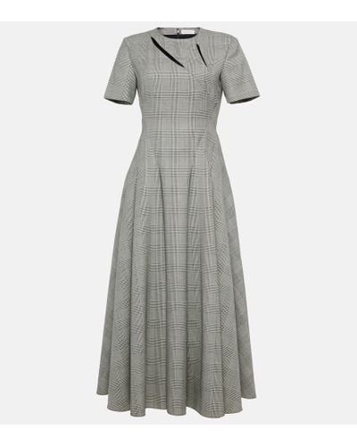 Alexander McQueen Prince Of Wales Checked Wool Maxi Dress - Gray