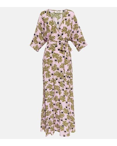 Diane von Furstenberg Printed Wrap Maxi Dress - Pink