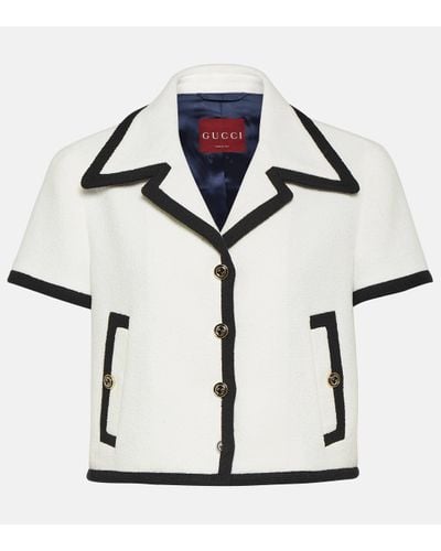 Gucci Jacquard-trimmed Tweed Jacket - White