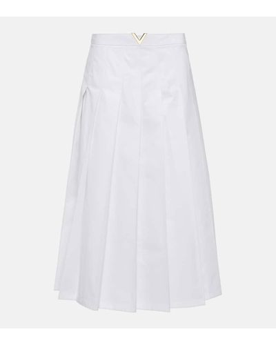 Valentino Cotton Midi Skirt - White