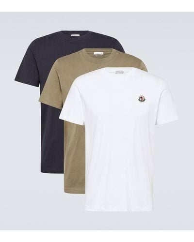 Moncler Set Of 3 Cotton Jersey T-shirts - White