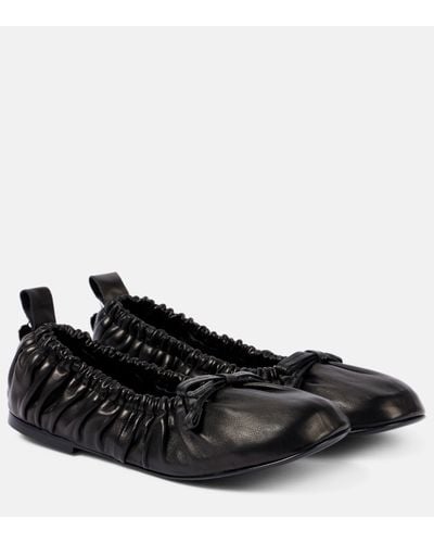Acne Studios Bow-detail Leather Ballet Flats - Black