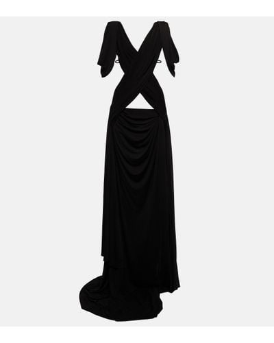 Gucci Cape-effect Cutout Draped Jersey Gown - Black