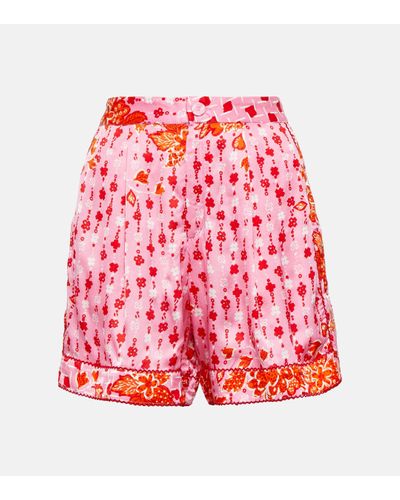 Poupette Isabelle Floral Satin Shorts - Red