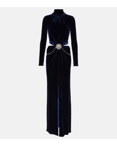 Rabanne Crystal-embellished Velvet Maxi Dress - Blue