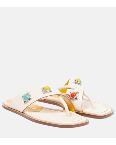 Etro Embellished Leather Sandals - Metallic