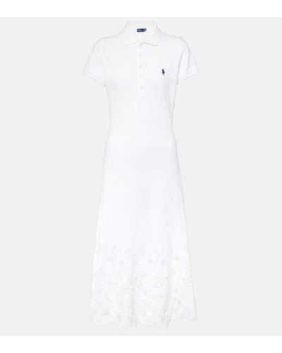 Polo Ralph Lauren Vestido polo de pique de algodon - Blanco