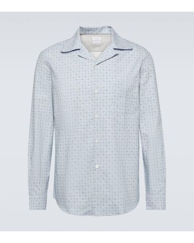 Brunello Cucinelli Camisa de algodon estampada - Azul