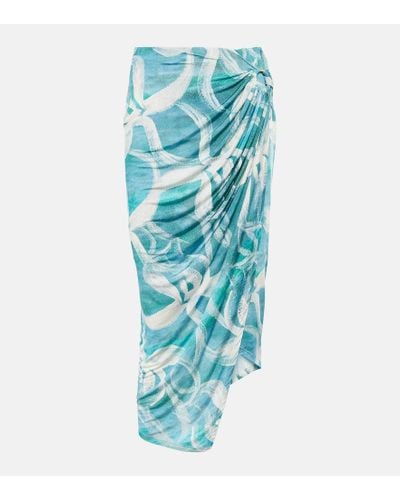 Louisa Ballou Coastline Printed Midi Skirt - Blue