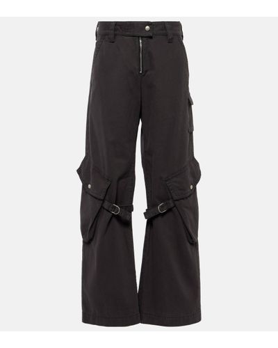 Acne Studios Pantalon cargo en coton a taille mi-haute - Bleu