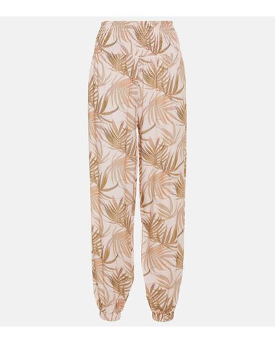 Melissa Odabash Devon Printed High-rise Tapered Trousers - Natural