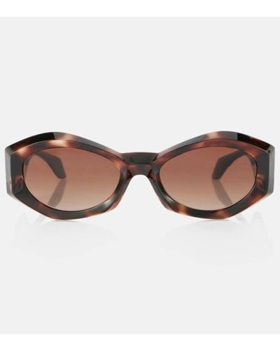 Versace Medusa Plaque Oval Sunglasses - Brown