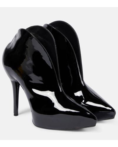 Alaïa Booties Slick Patent Leather Ankle Boots - Black
