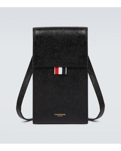 Thom Browne Leather Phone Pouch - Black