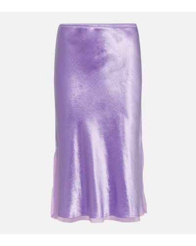 Vince Silk-trimmed Satin Slip Skirt - Purple