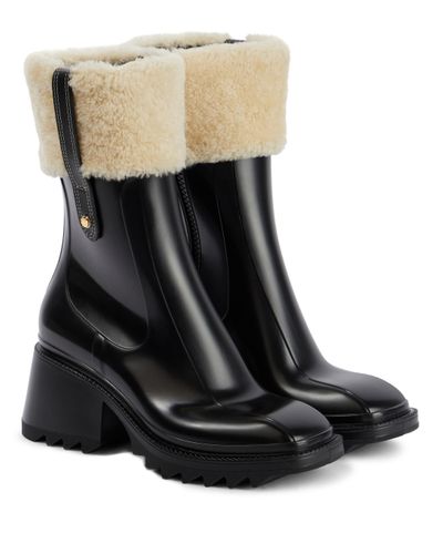 Chloé Betty Shearling-trimmed Pvc Boots - Multicolour