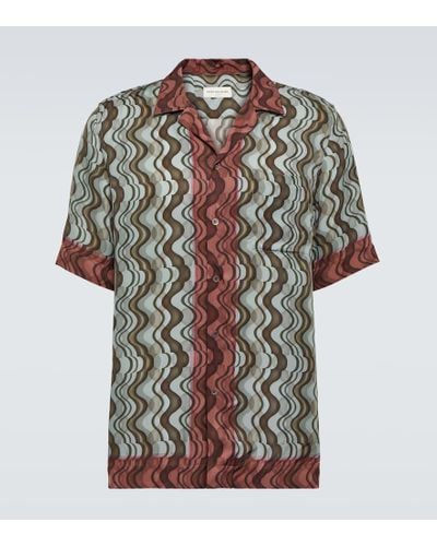 Dries Van Noten Camisa bowling estampada - Marrón