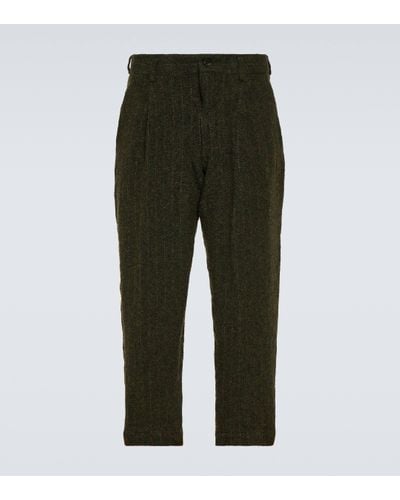Comme des Garçons Striped Wool Tweed Suit Trousers - Green