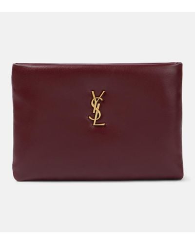 Saint Laurent Calypso Small Leather Pouch - Red