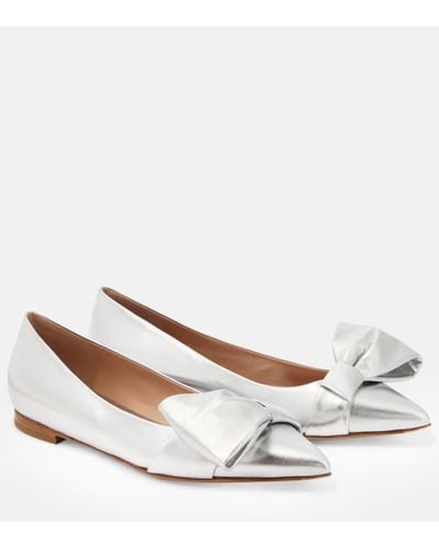 Gianvito Rossi Bow-embellished Leather Ballet Flats - White