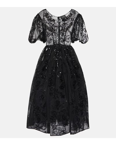 Simone Rocha Sequined Tulle Gown - Black