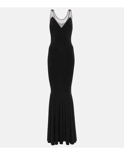 Norma Kamali Mesh-trimmed Racerback Gown - Black