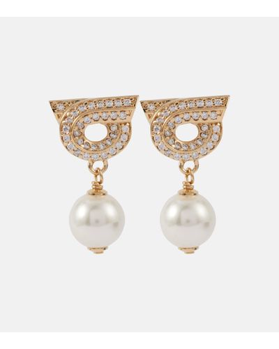 Ferragamo Gancini Crystal-embellished Earrings - White