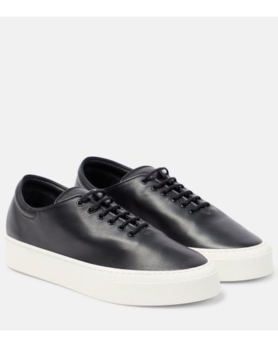 The Row Leather Marie H Lace-up Sneakers - Black