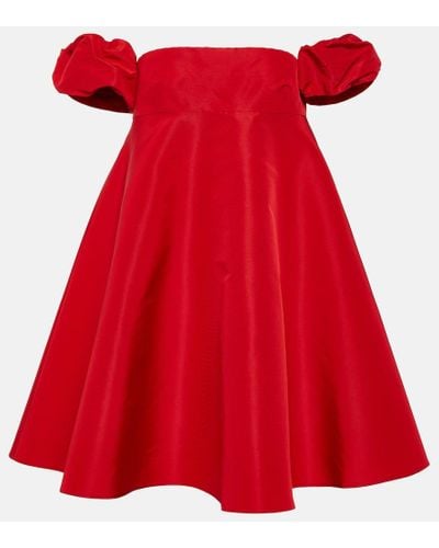 Valentino Off-shoulder Satin Minidress - Red