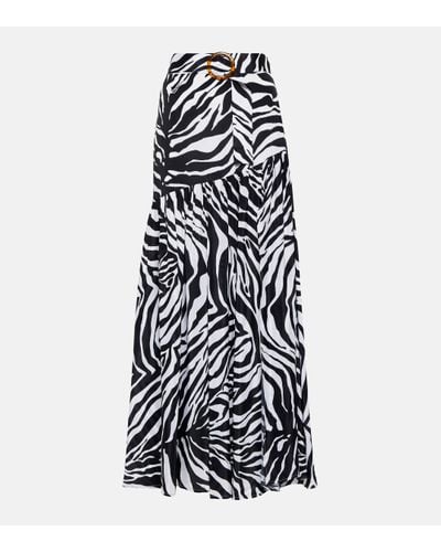 Alexandra Miro Tina Zebra-print Maxi Skirt - White