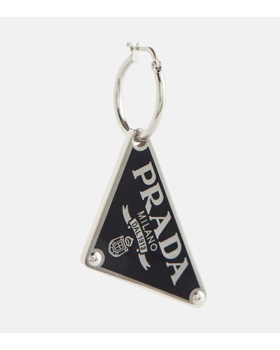 Prada Orecchino in argento sterling con logo - Bianco