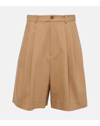 Polo Ralph Lauren Pleated Cotton And Wool Shorts - Natural