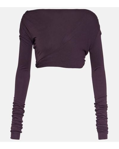 Rick Owens Lilies - Top cropped in jersey - Viola
