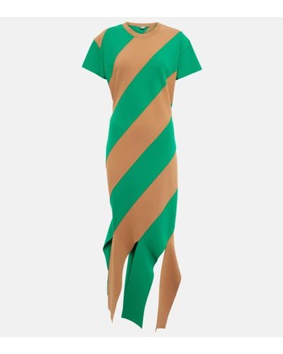 Stella McCartney Striped Knit Midi Dress - Green