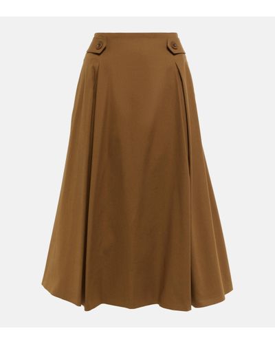 Max Mara Toledo Cotton-blend Midi Skirt - Brown