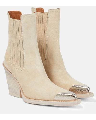 Paris Texas Dallas Embellished Toe Leather Boot - Natural