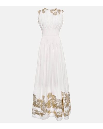 Costarellos Eliza Jacquard Embroidered Maxi Dress - White