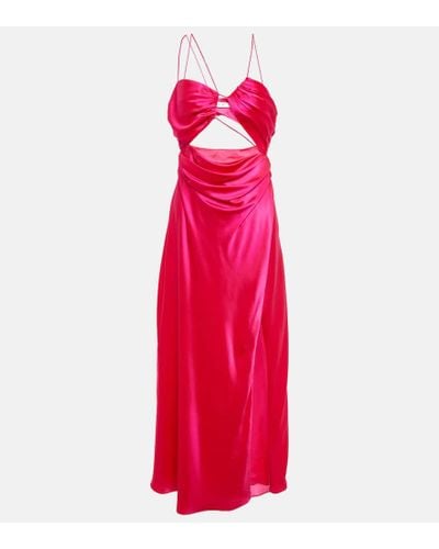 The Sei Asymmetric Silk Satin Gown - Red