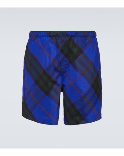 Burberry Check Swim Trunks - Blue