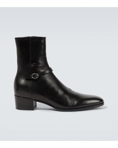 Saint Laurent Vlad 45 Leather Ankle Boots - Black